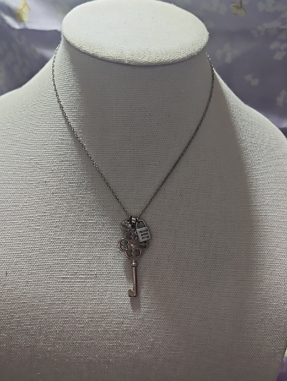 My Flat in London Rare Silver Key Pendant Necklace with Lock Charm